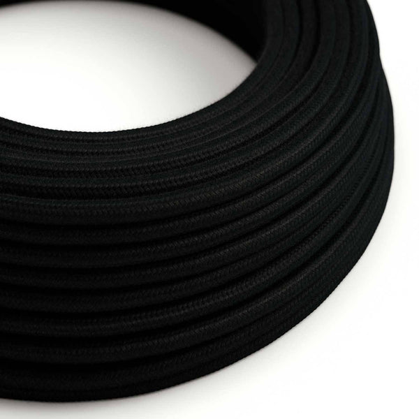 Bavlněný textilní elektrický kabel RC04, černý, průměr 6,2 mm, 2x0,75 mm