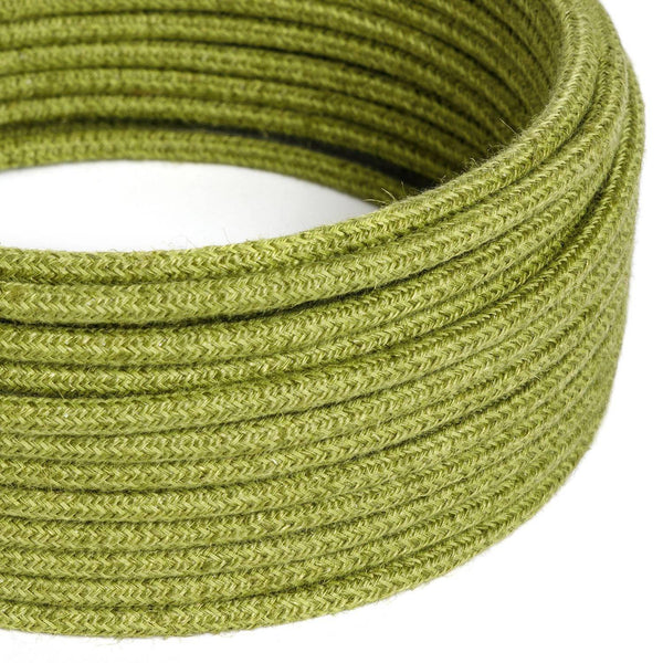 Kulatý elektrický kabel opletený jutou RN23, zelený, 2x0,75 mm