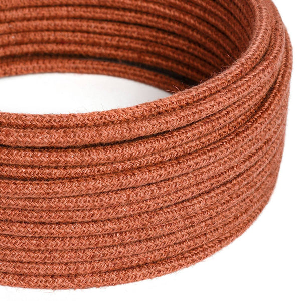 Kulatý elektrický kabel opletený jutou RN27, průměr 6,2 mm, 2x0,75 mm, oranžový