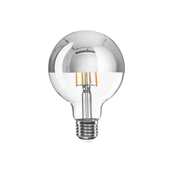 LED žárovka Globe G95 7W 650Lm E27 2700K Stmívatelná se stříbrným vrchlíkem