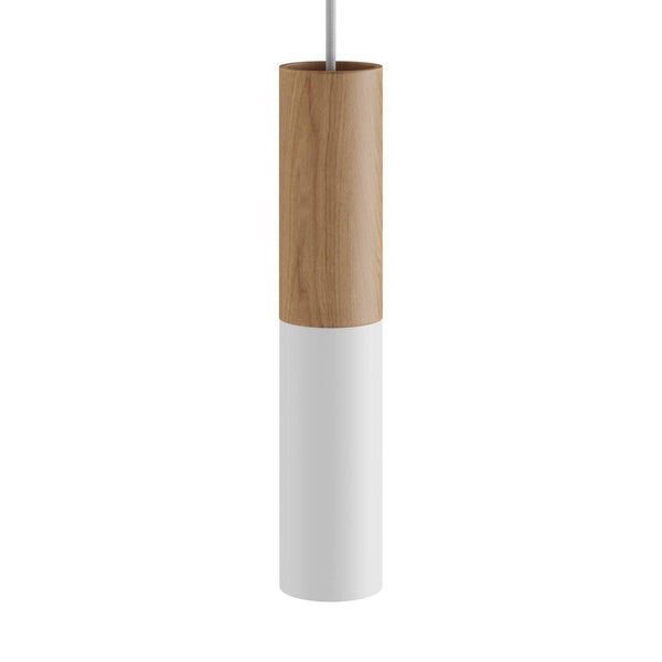 Tub-E14, dřevěné a kovové bodové stínidlo s E14 objímkou, průměr 60 mm, výška 300 mm