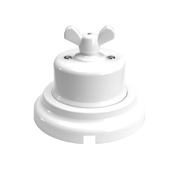 Sada stěnového přepínače s motýlovým kolečkem a bílou porcelánovou základnou, Ø 66,5 mm, 10AX250V
