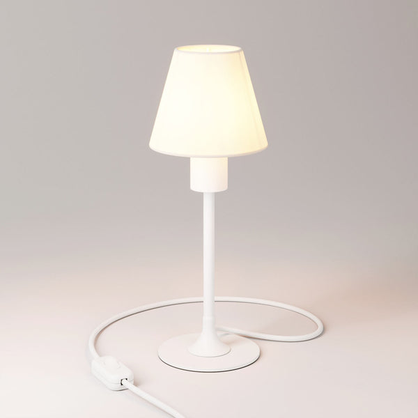 Stolní lampa MAG-Y s kovovým podstavcem a plátěným stínidlem, E27 max. 42 W