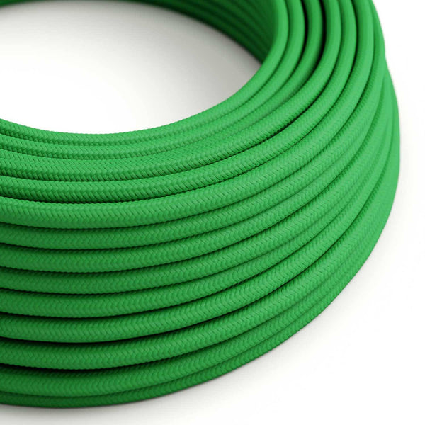 Hedvábný textilní elektrický kabel RM06 Zelený, průměr 6,2mm, 2x0,75