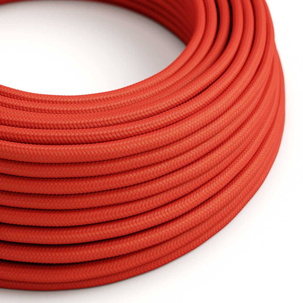 Hedvábný textilní elektrický kabel RM09, červený, průměr 6,2mm, 2x0,75