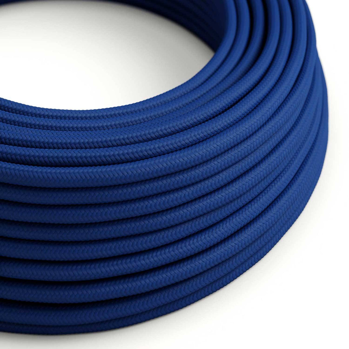 Hedvábný textilní elektrický kabel RM12 Modrý, průměr 6,2mm, 2x0,75