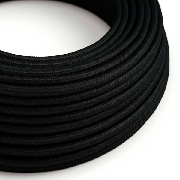 Hedvábný textilní elektrický kabel RM04, Černý, průměr 6,2mm, 2x0,75