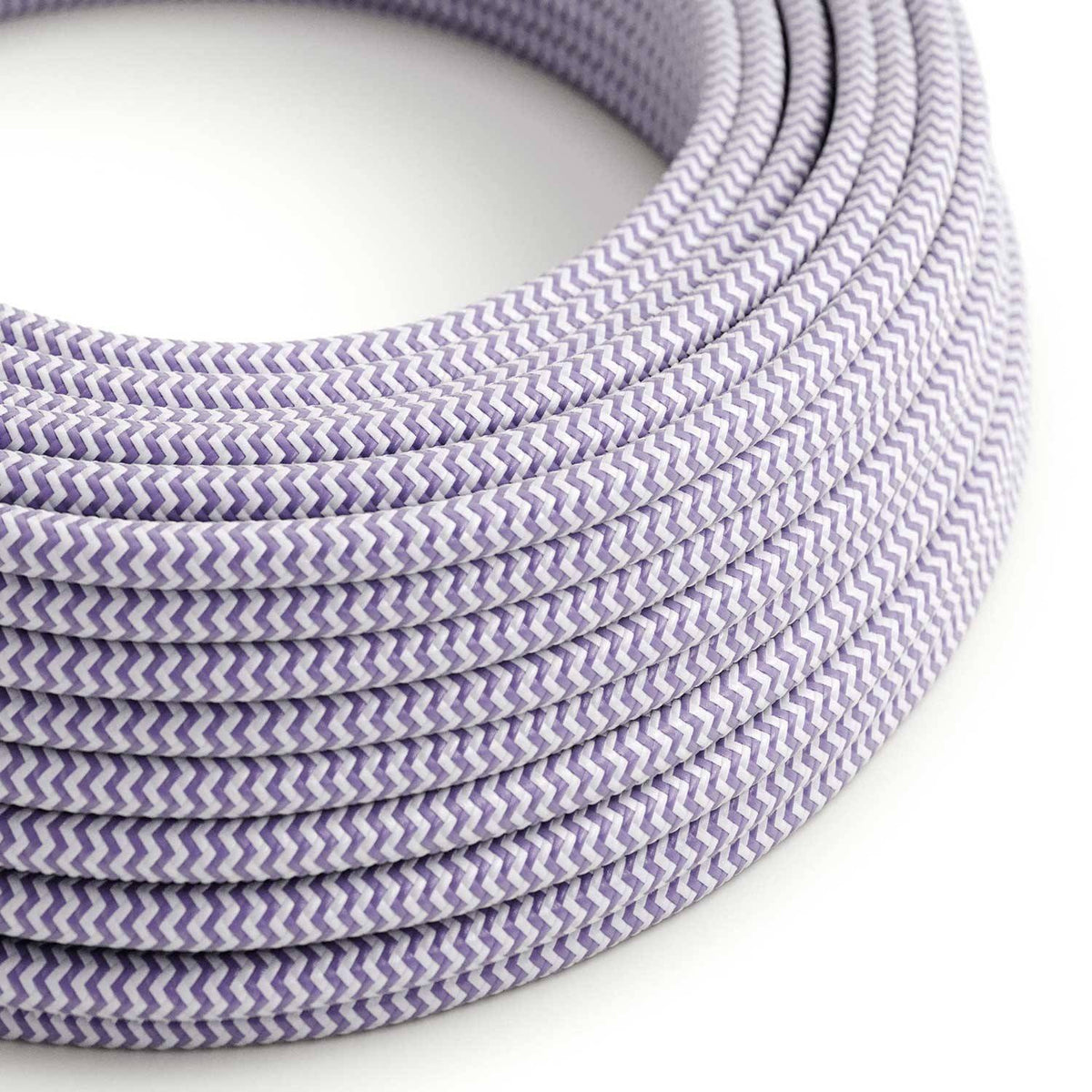 Hedvábný textilní elektrický kabel RZ07, bílý Cik Cak, průměr 6,2mm, 2x0,75