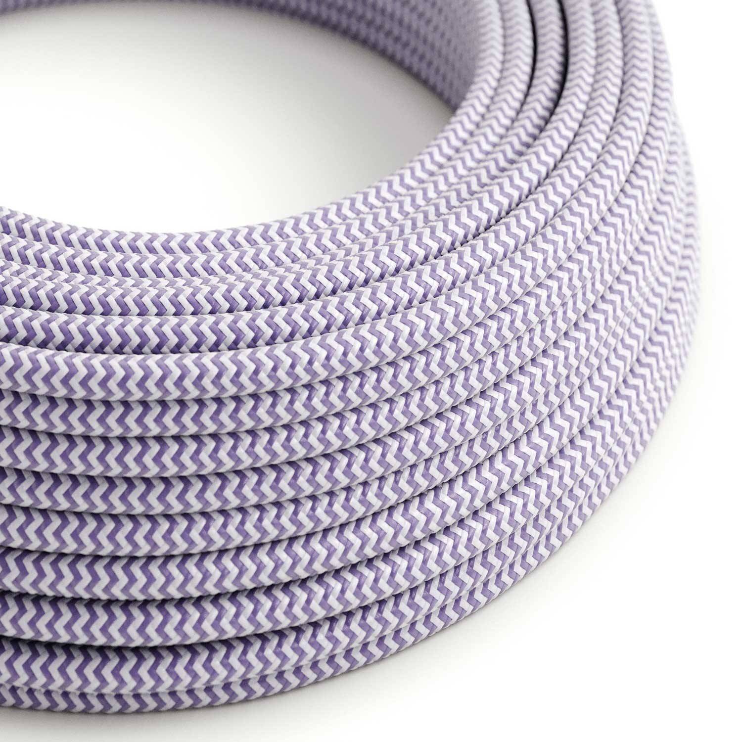 Hedvábný textilní elektrický kabel RZ07, bílý Cik Cak, průměr 6,2mm, 2x0,75