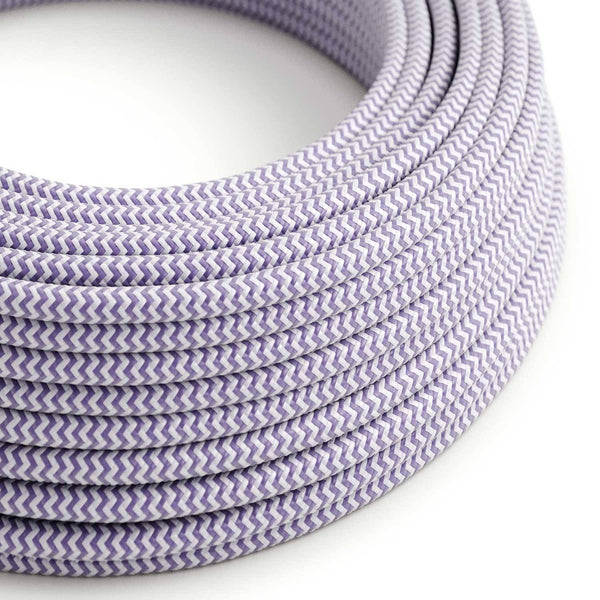 Hedvábný textilní elektrický kabel RZ07, bílý Cik Cak, průměr 6,2mm, 2x0,75