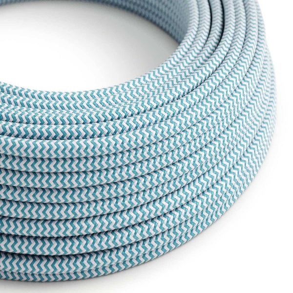 Hedvábný textilní elektrický kabel RZ11, nebesky modrý, průměr 6,2 mm, 2x0,75 mm