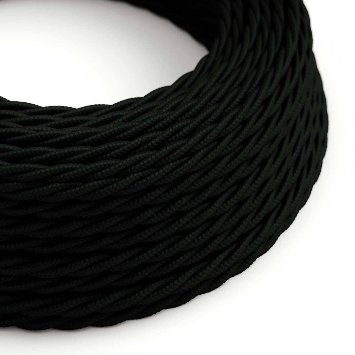Splétaný hedvábný elektrický kabel 2x0,75 mm, Černý