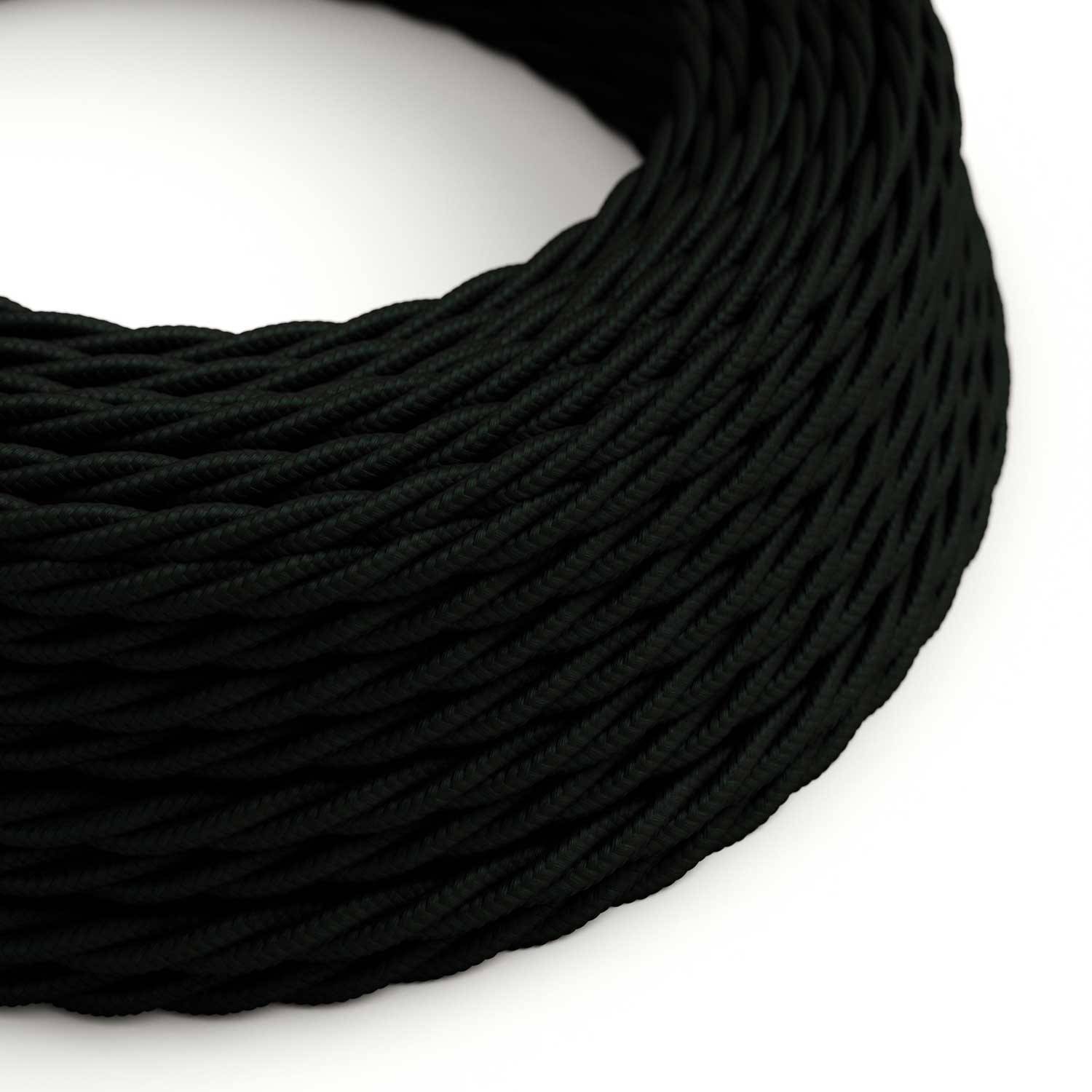 Splétaný hedvábný elektrický kabel 2x0,75 mm, Černý