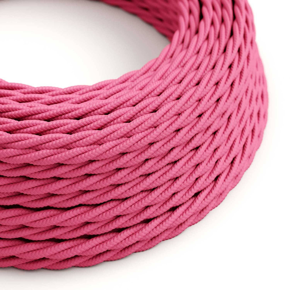 Splétaný hedvábný elektrický kabel 2x0,75 mm, fuchsiový, spirálový