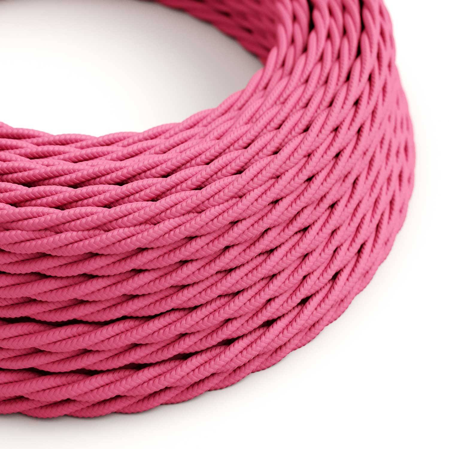 Splétaný hedvábný elektrický kabel 2x0,75 mm, fuchsiový, spirálový