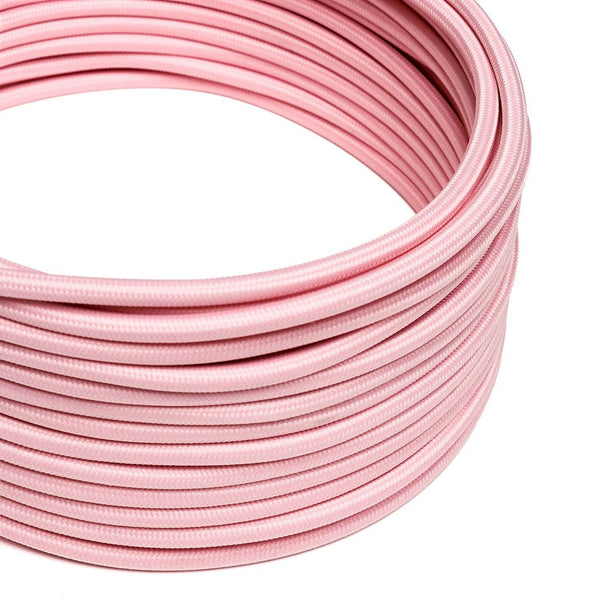 Hedvábný textilní elektrický kabel RM16, Růžový, průměr 6,2mm, 2x0,75