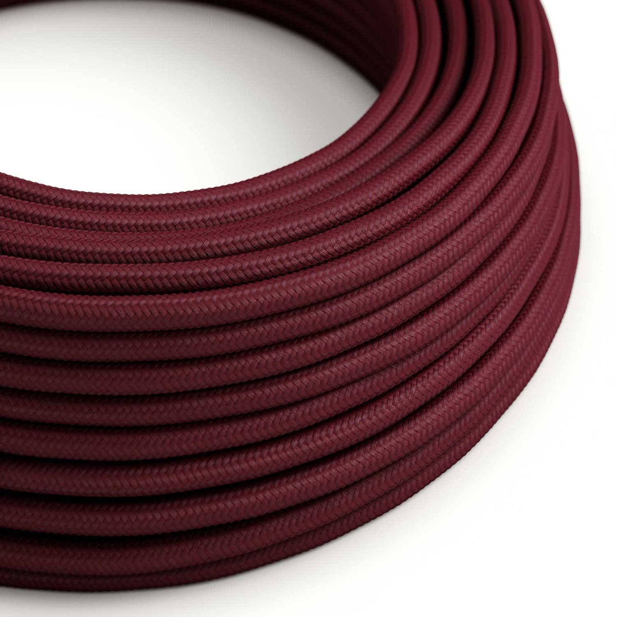 Hedvábný textilní elektrický kabel RM19 Bordový, průměr 6,2mm, 2x0,75