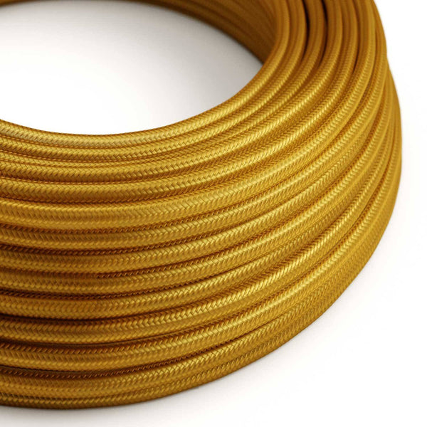 Hedvábný textilní elektrický kabel RM05 Zlatý, průměr 6,2mm, 2x0,75