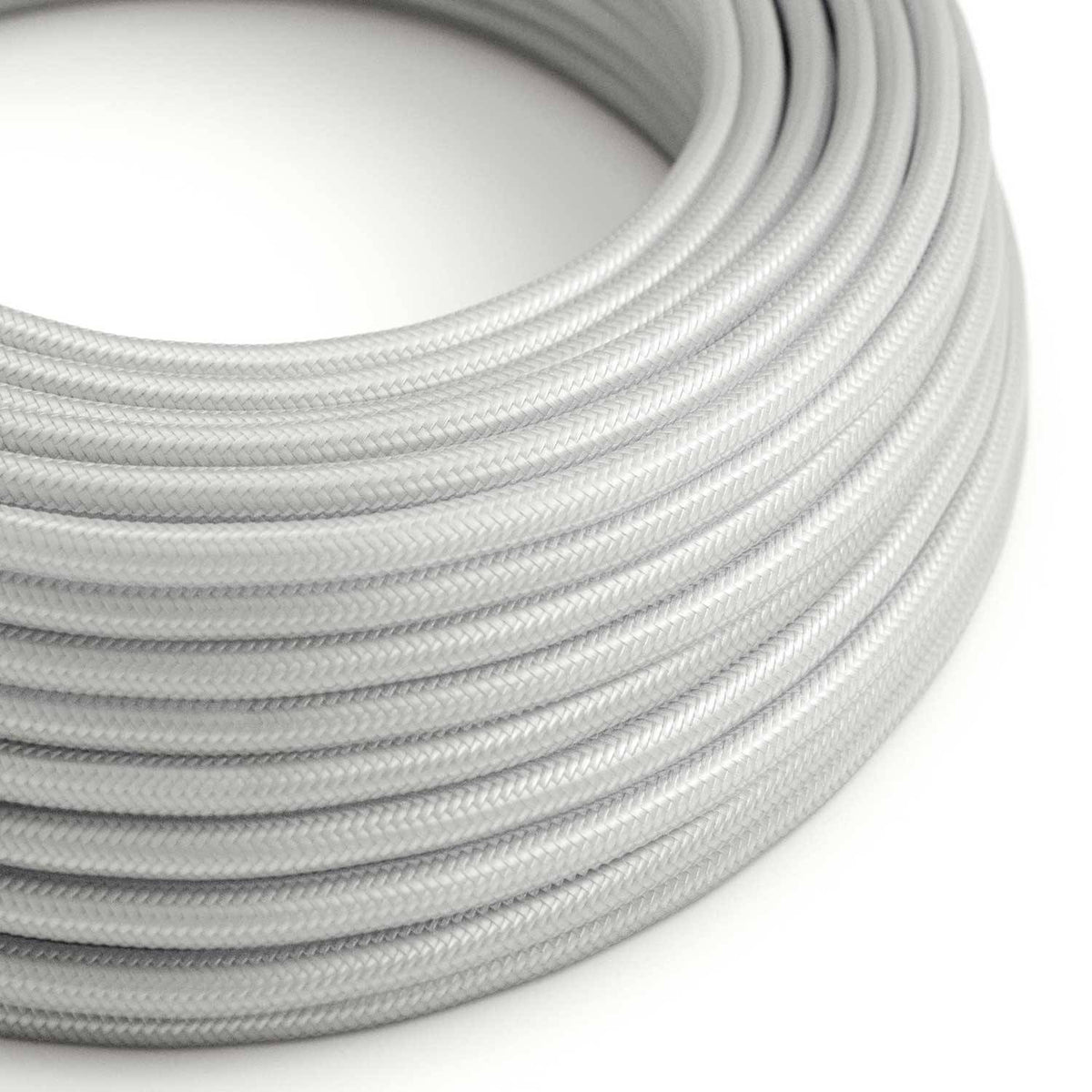 Hedvábný textilní elektrický kabel RM02, průměr 6,2 mm, 2x0,75 mm, stříbrný