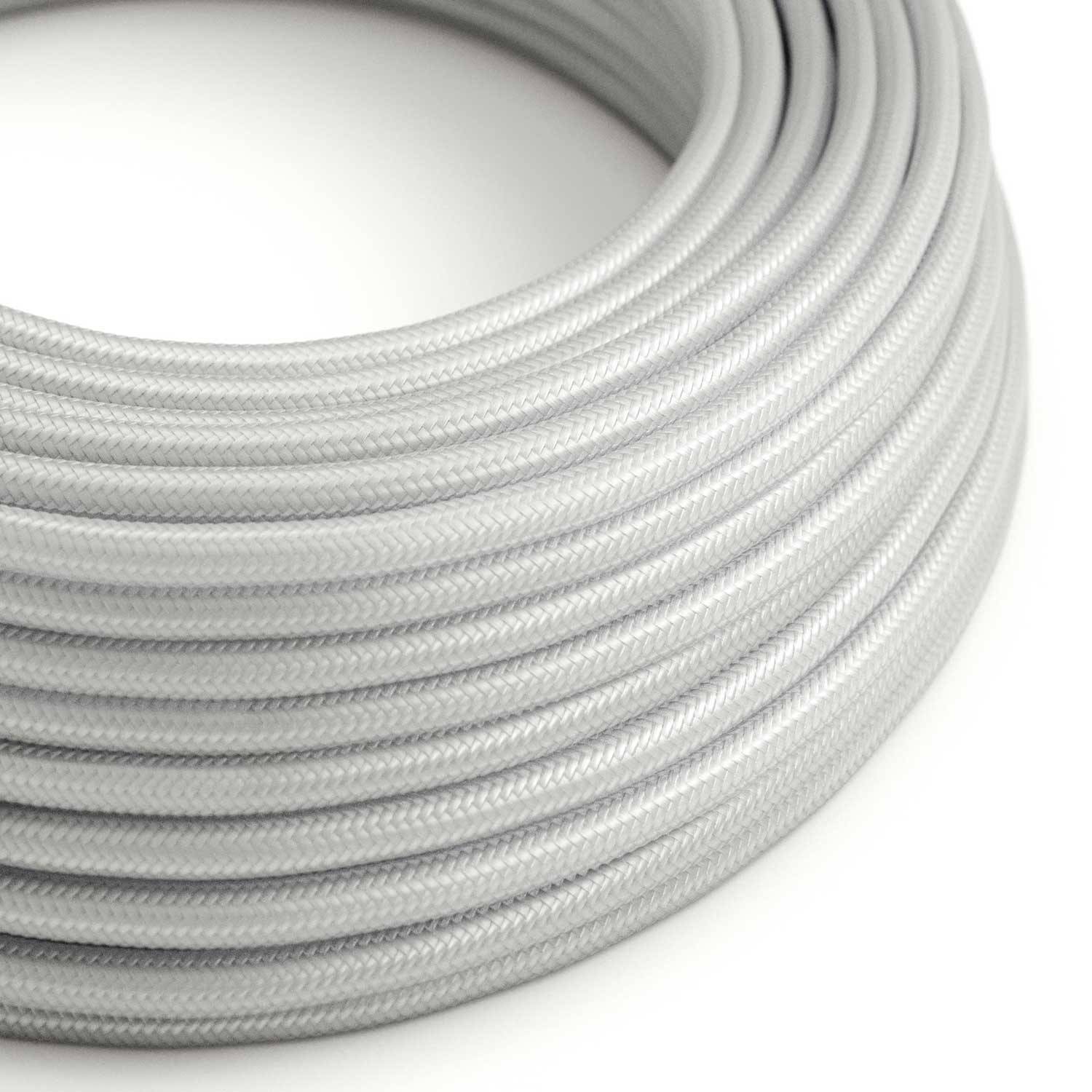 Hedvábný textilní elektrický kabel RM02, průměr 6,2 mm, 2x0,75 mm, stříbrný