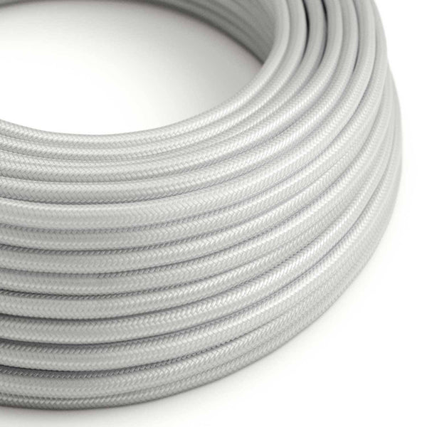 Hedvábný textilní elektrický kabel RM02, průměr 6,2 mm, 2x0,75 mm, stříbrný