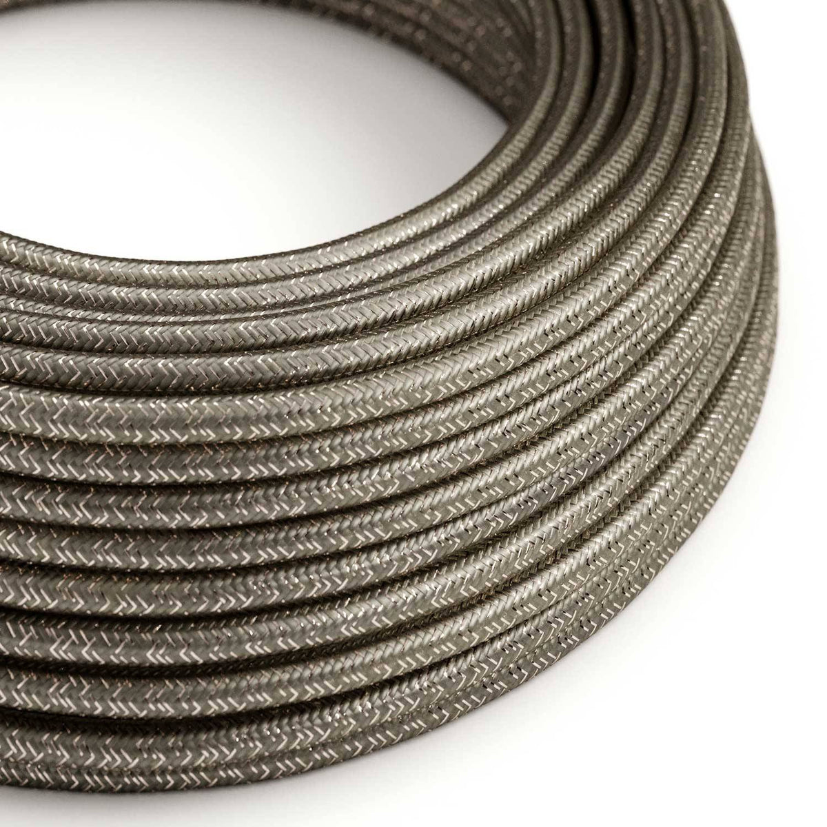 Hedvábný textilní elektrický kabel 2x0,75mm - třpytivý efekt - Šedý