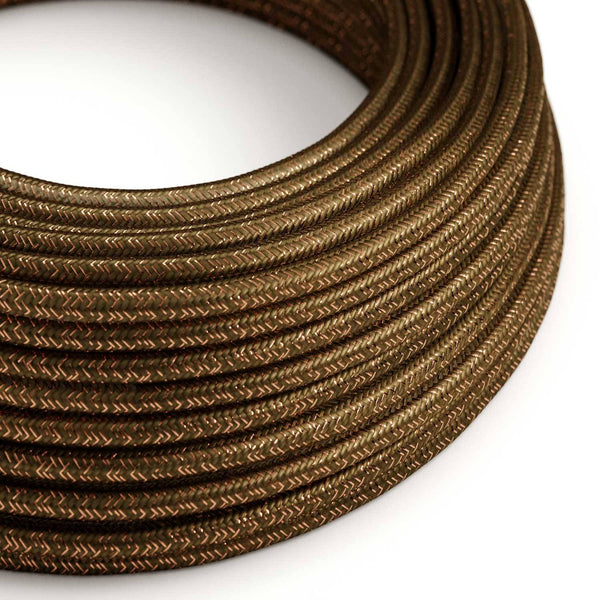 Hedvábný textilní elektrický kabel - třpytivý efekt - RL13 Hnědý, průměr 6,2mm, 2x0,75