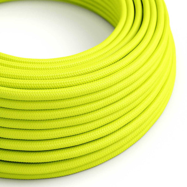 Hedvábný textilní elektrický kabel RF10, Neonově žlutý, průměr 6,2mm, 2x0,75