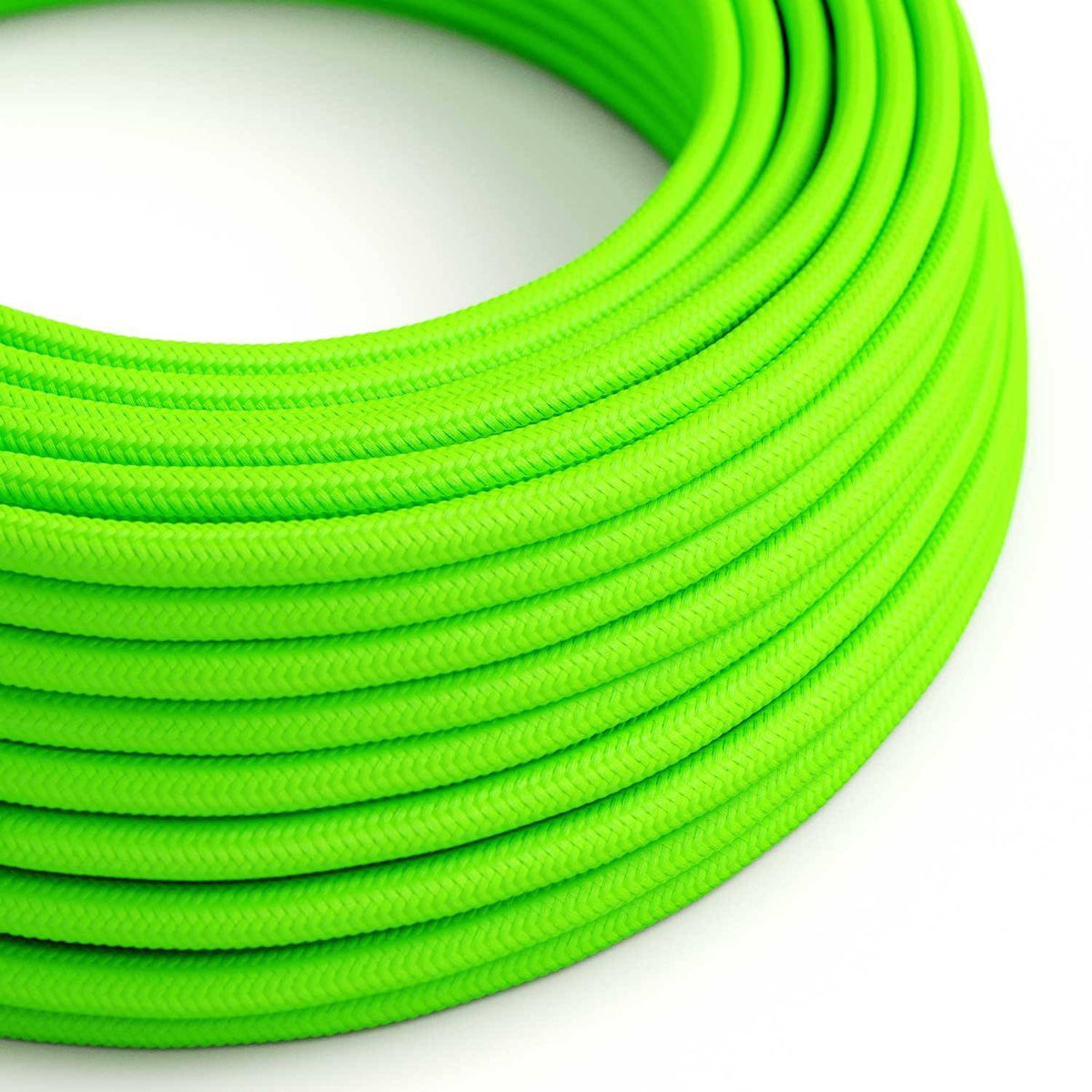 Neonově zelený hedvábný textilní elektrický kabel 2x0,75 mm, průměr 6,2 mm