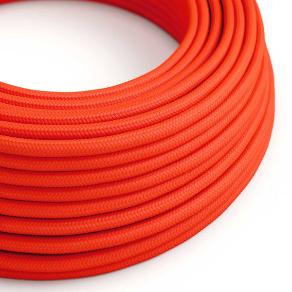 Hedvábný textilní elektrický kabel RF15, Neonově oranžový, průměr 6,2mm, 2x0,75