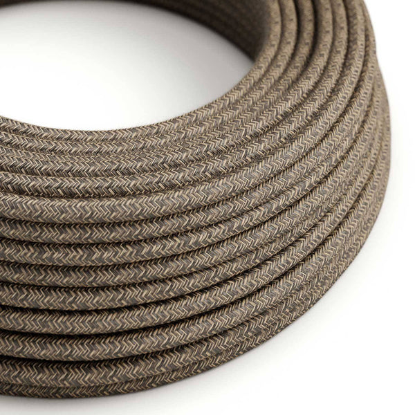 Lněný textilní elektrický kabel RN04, průměr 6,2 mm, přírodní hnědý