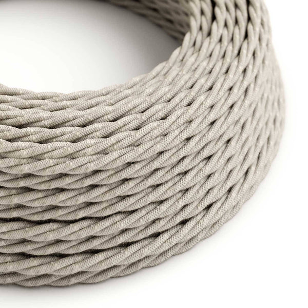 Splétaný lněný elektrický kabel TN01, průměr 6,2 mm, 2x0,75 mm, přírodní neutrální barva