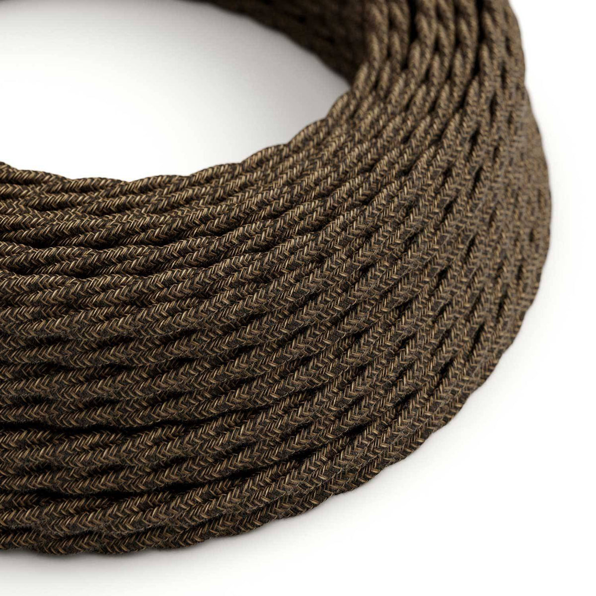 Splétaný lněný elektrický kabel TN04, přírodní hnědý, průměr 6,2 mm, 2x0,75 mm