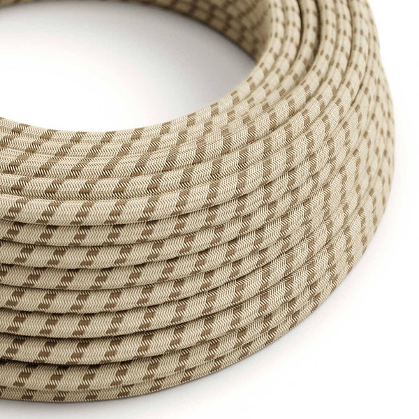 Textilní elektrický kabel kůrové barvy 2x0,75mm s přírodními vlákny