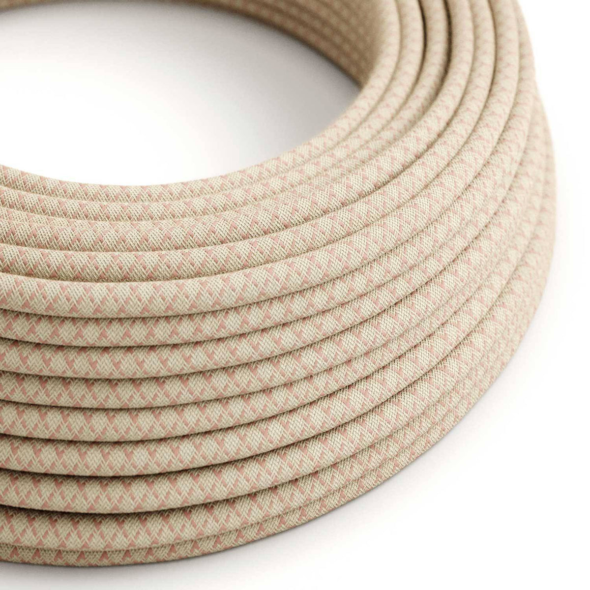 Textilní elektrický kabel starorůžový, 2x0,75mm, opředený lnem a bavlnou