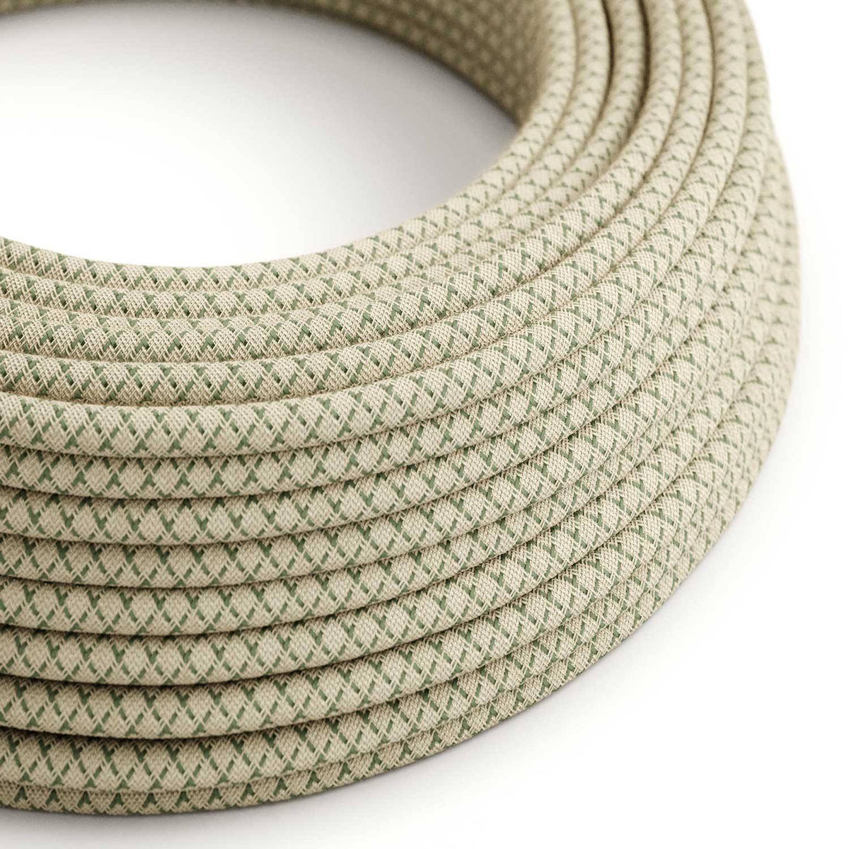 Textilní elektrický kabel opředený přírodním lnem a bavlnou, tymiánový, průměr 6,2 mm, 2x0,75 mm