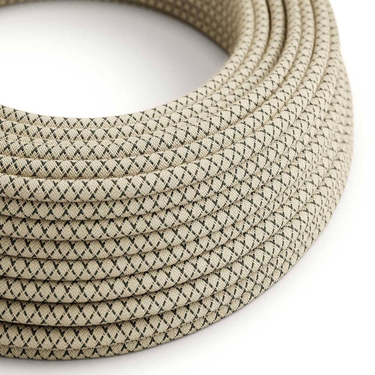 Textilní elektrický kabel antracitový, 2x0,75mm, opředený lnem a bavlnou