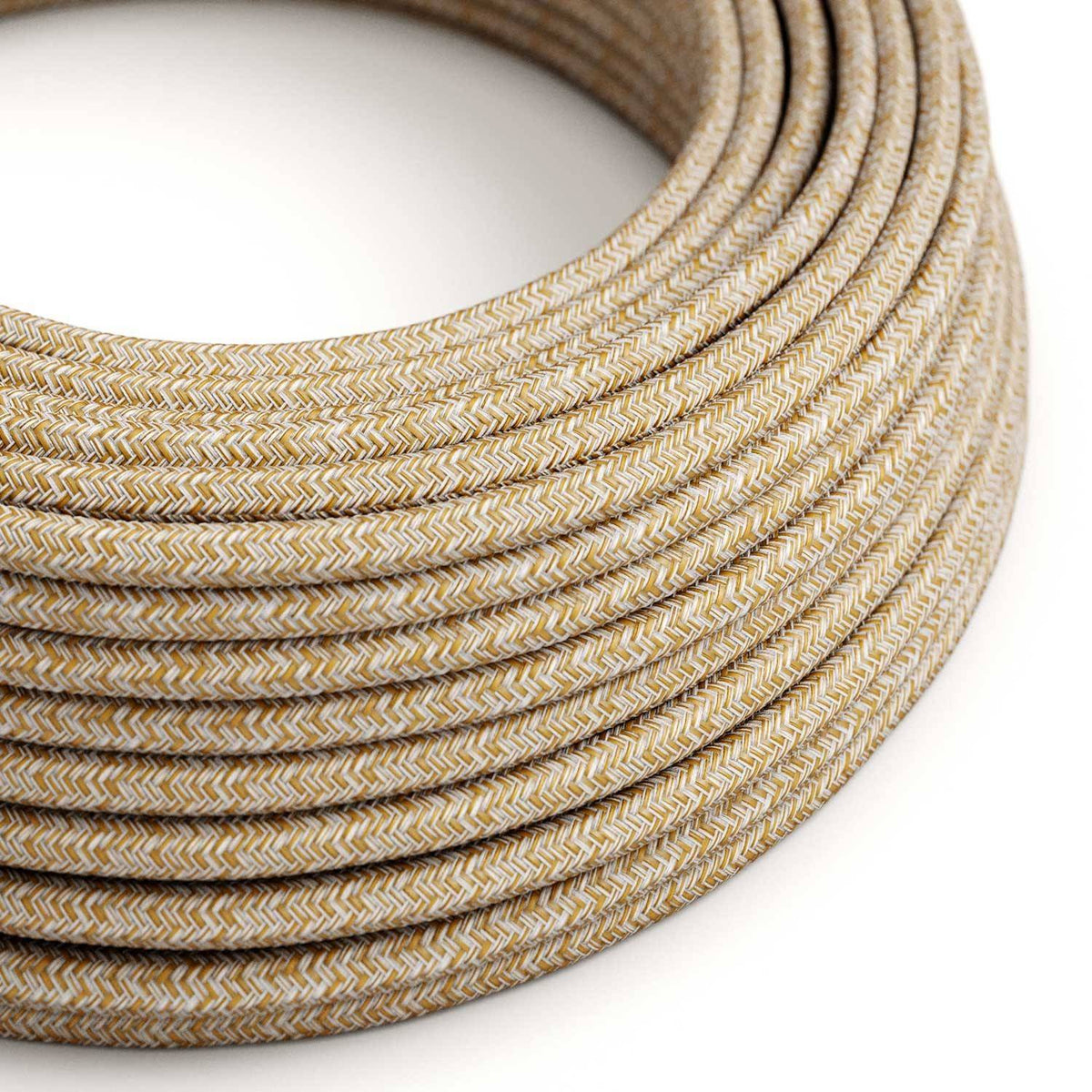 Textilní elektrický kabel hnědý s jemným třpytivým efektem, průměr 6,2 mm, 2x0,75 mm
