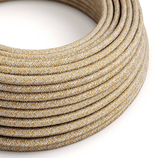 Textilní elektrický kabel hnědý s jemným třpytivým efektem, průměr 6,2 mm, 2x0,75 mm