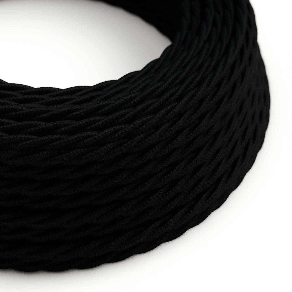 Splétaný bavlněný elektrický kabel TC04, černý, průměr 6,2 mm, 2x0,75 mm