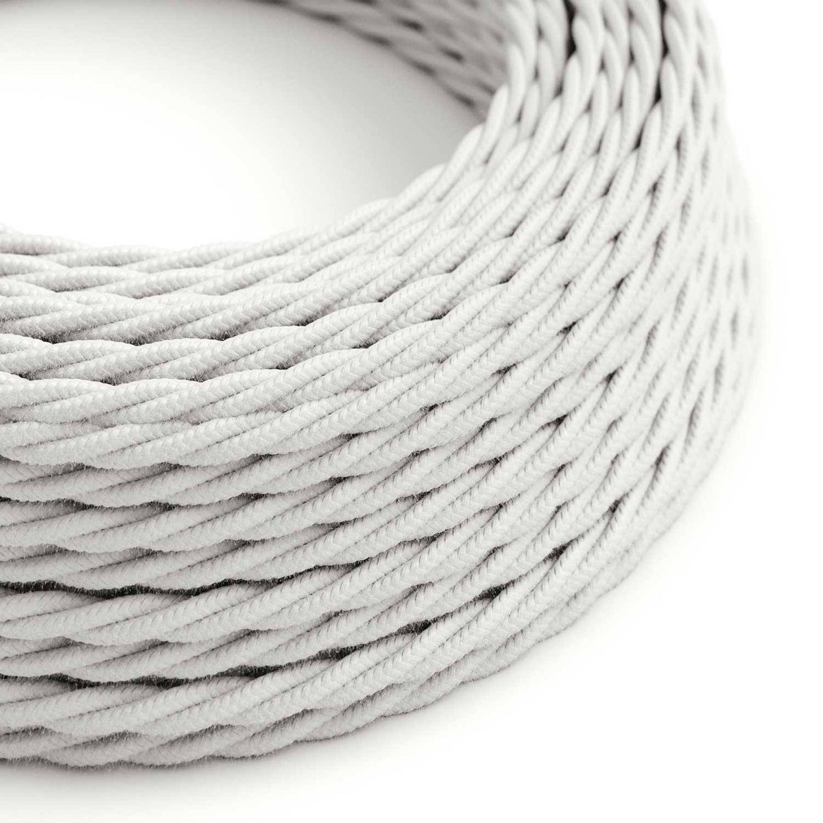Splétaný bavlněný elektrický kabel TC01 Bílý, průměr 6,2 mm, dvojí izolace
