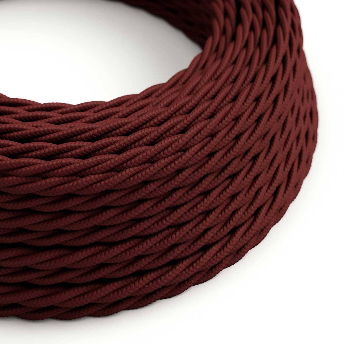 Splétaný hedvábný elektrický kabel 2x0,75 mm, bordový, DVOJÍ IZOLACE