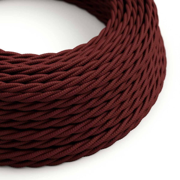 Splétaný hedvábný elektrický kabel 2x0,75 mm, bordový, DVOJÍ IZOLACE