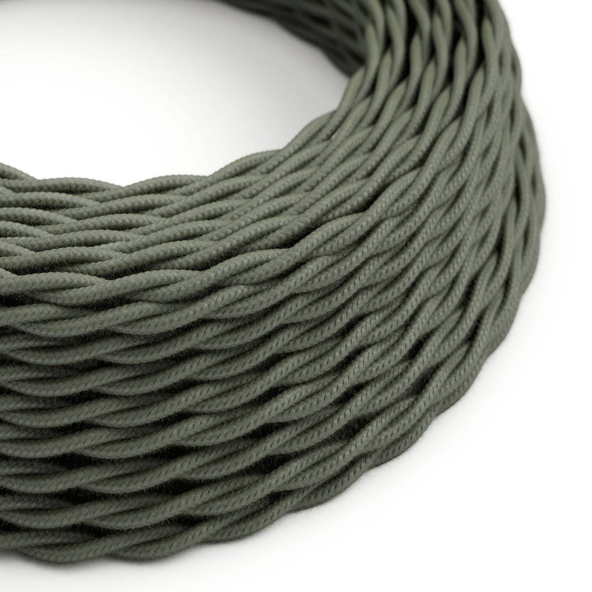 Splétaný bavlněný elektrický kabel TC63, Zeleno šedý, průměr 6,2 mm, 2x0,75 mm