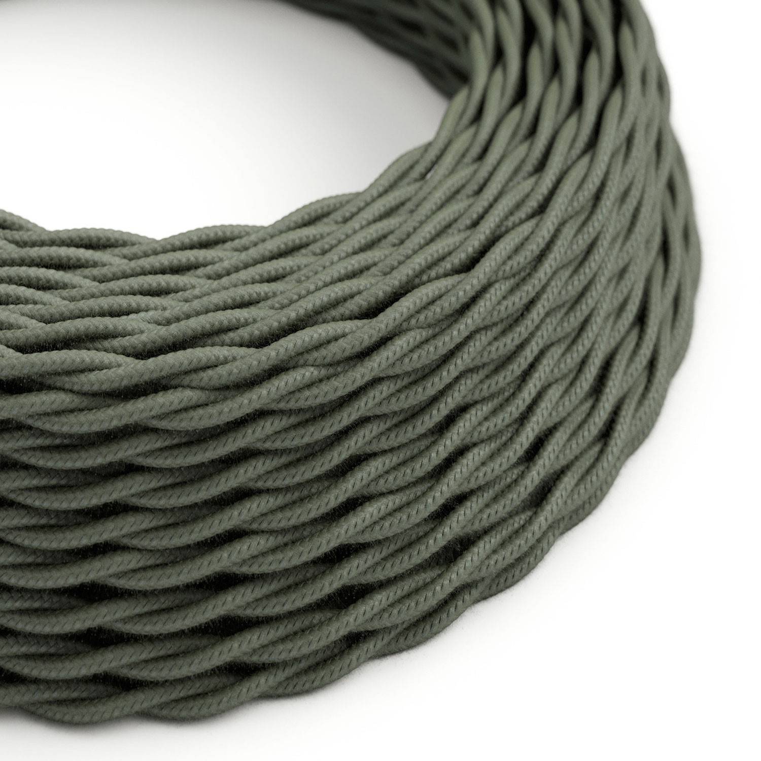 Splétaný bavlněný elektrický kabel TC63, Zeleno šedý, průměr 6,2 mm, 2x0,75 mm