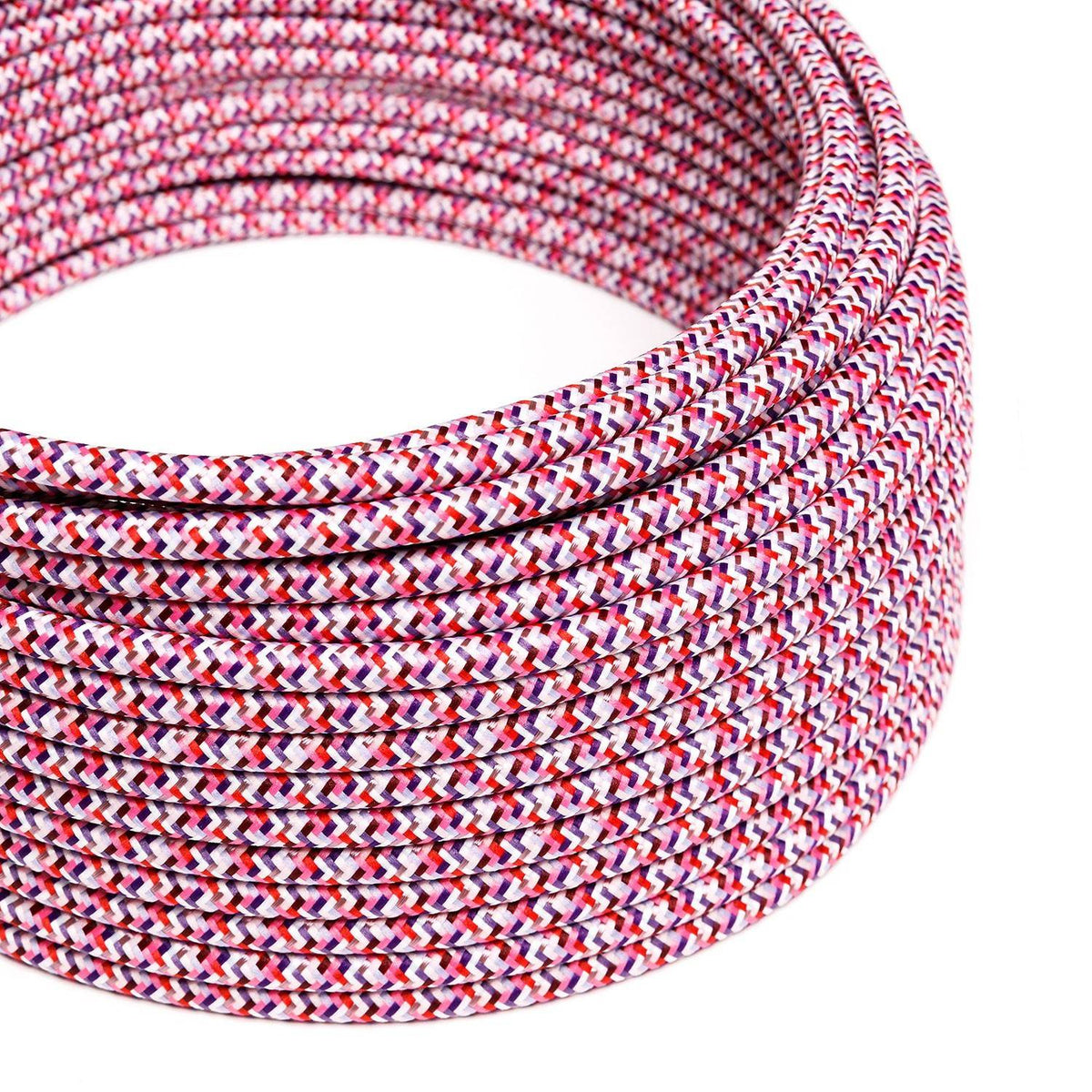 Hedvábný textilní elektrický kabel, RX00 pixelovaný fuchsiový, průměr 6,2mm, 2x0,75