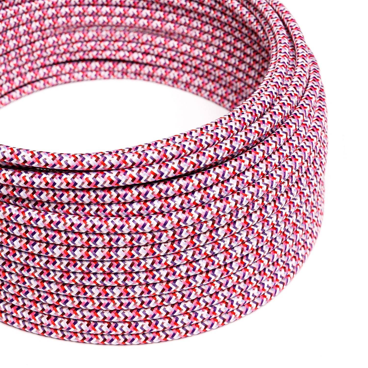 Hedvábný textilní elektrický kabel, RX00 pixelovaný fuchsiový, průměr 6,2mm, 2x0,75