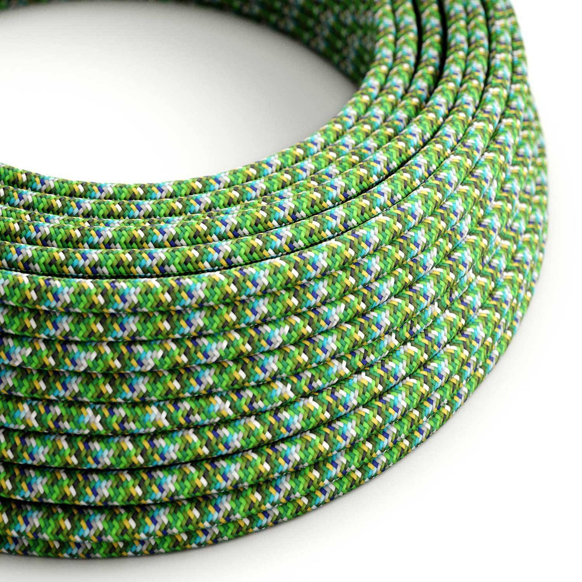 Hedvábný textilní elektrický kabel 2x0,75mm, pixelovaný zelený