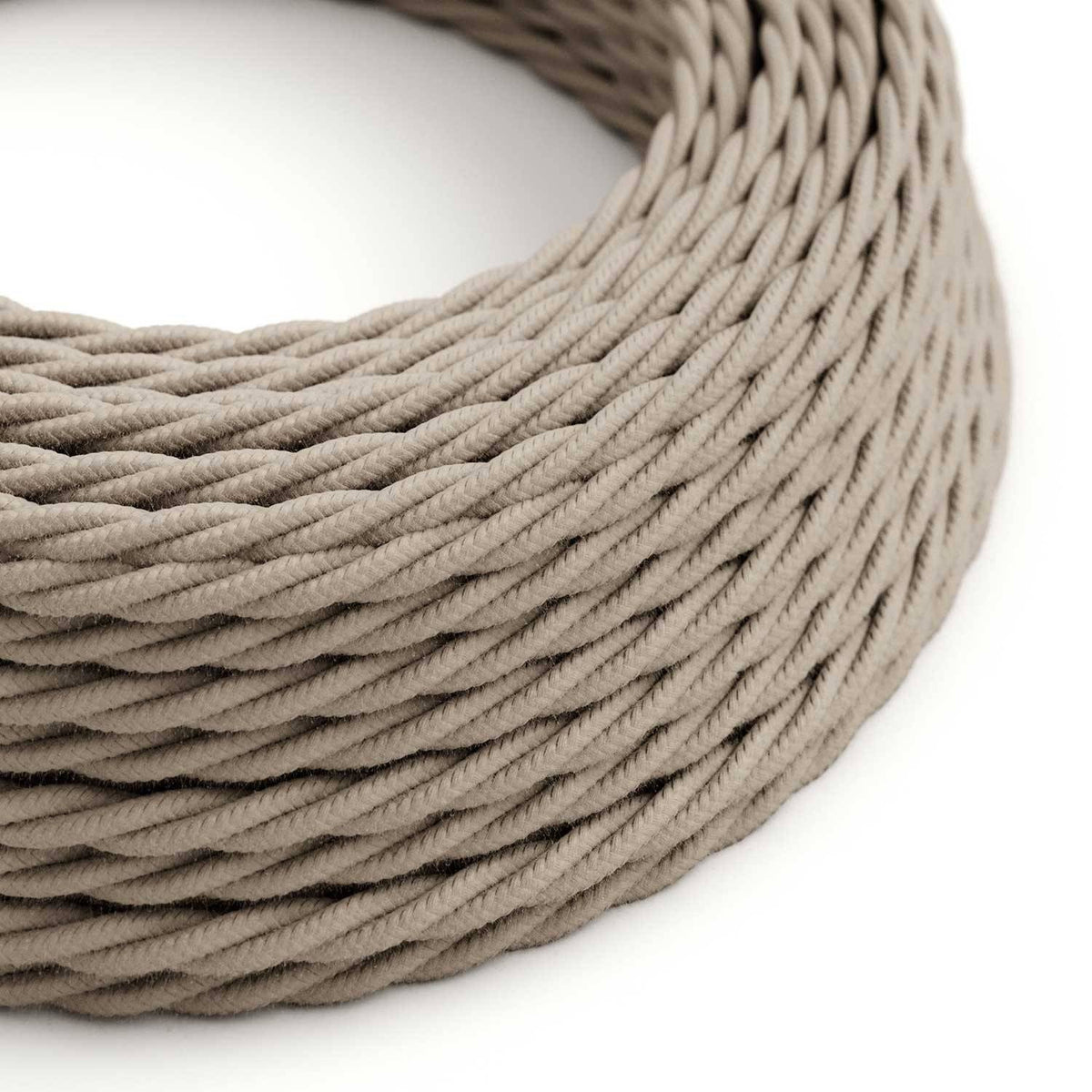 Splétaný bavlněný elektrický kabel TC43, barva holubice, průměr 6,2 mm, 2x0,75
