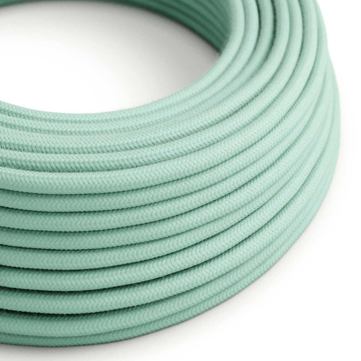 Bavlněný textilní elektrický kabel RC34, Mléčně mátový, průměr 6,2 mm, 2x0,75 mm